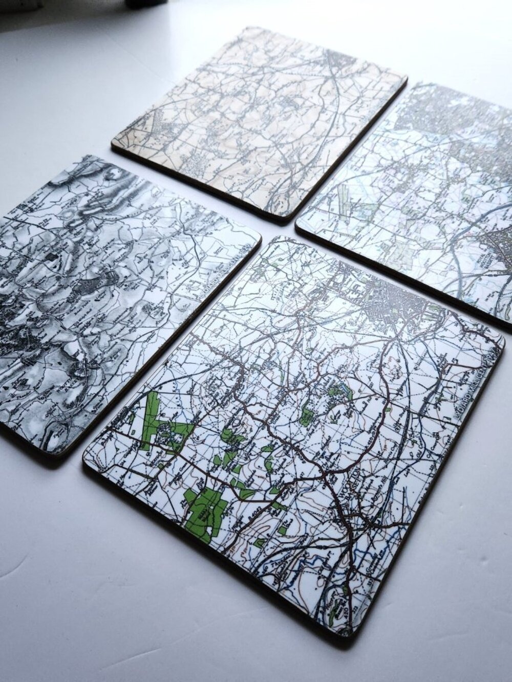 Vintage Map Placemats Set of 4 Lydiard Millicent UK History Felt Backed